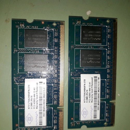 Ram memory 512 MB used, set of 2