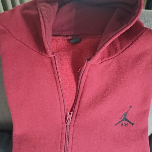 Bordeaux hoodie jacket, size L, zipper defect