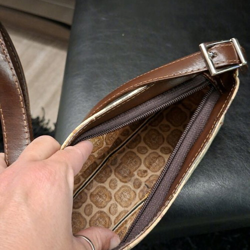 Small handbag new, beige and brown, 25x12 cm