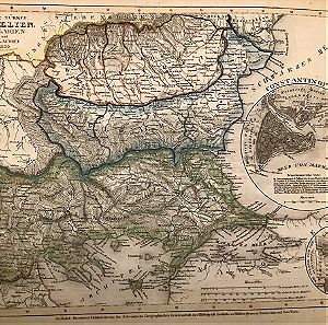 1850 Ρουμελία Μακεδονία Ευρωπαϊκη Τουρκία Βαλαχία Βουλγαρία χαλκόγραφος 30x24cm
