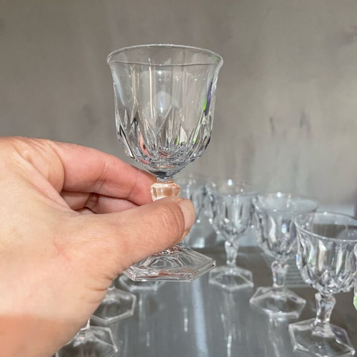 Vintage Cristal D’arques Chaumont liqueur glasses set of 9 like new