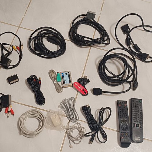Retro Audio and Video Cables with Sony and Samsung Remote Controls used