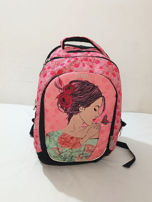 Polo school backpack 30L pink floral like new with rain cover