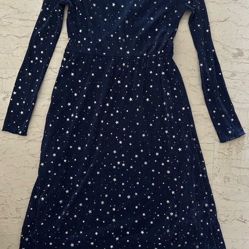 Elli White velvet dress with celestial print, long sleeves, like new