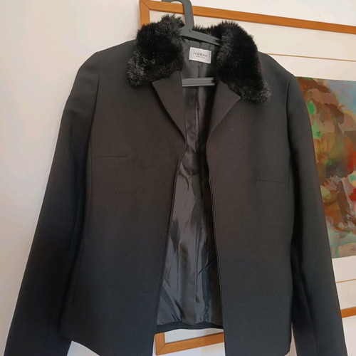 Motivi jacket with fur collar used, size M, black