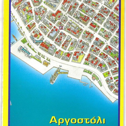 Illustrated map Kefalonia - Argostoli like new