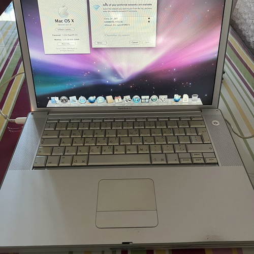 Apple PowerBook G4 15-inch laptop with original charger