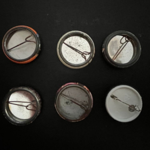 Vintage metal pins 25mm set of 6 used with Dio band