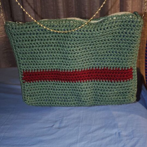 Handmade shoulder bag new, red and green