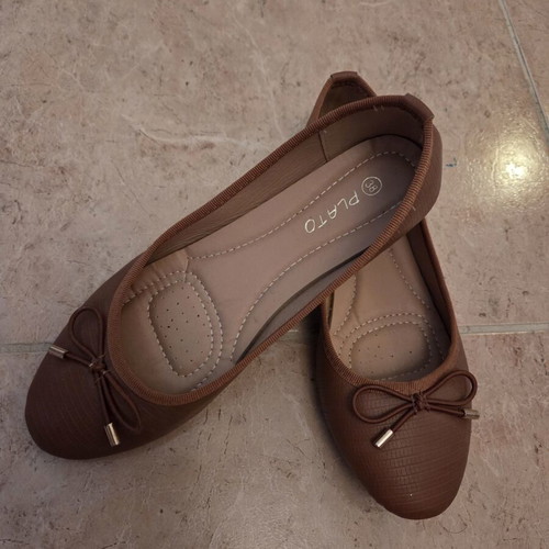 Plato Brown Ballet Flats with Decorative Bow