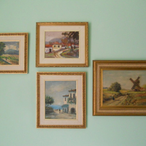 Paintings like new, set of 4 with frames