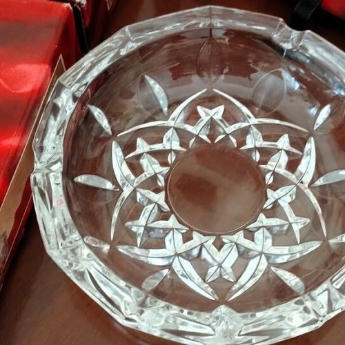 Large RCR Royal Crystal Rock 24% Crystal Ashtrays new, set of 4