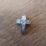 White gold 750 (18K) cross pendant with zircon like new, stamped