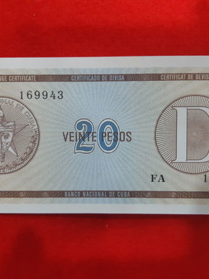 Χαρτονόμισμα Κούβας 20 Pesos 1985 καινούργιο, ακυκλοφόρητο