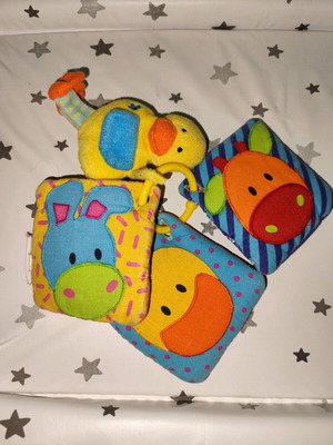 Baby toy fabric used activity book with soft animal