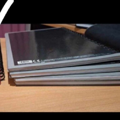 Spiral notebooks two subjects with hard cover new, pack of 3, black A4