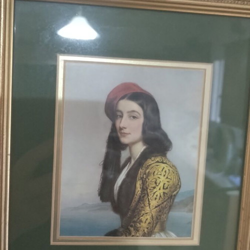 Portrait print Rosa Botsari framed, like new, 24x21 cm