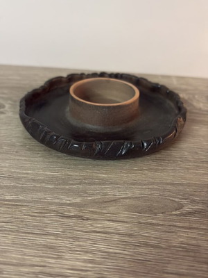 Ceramic candle holder Puodziano used, handmade rustic pottery