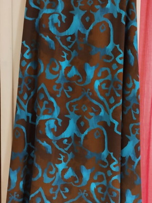 Maxi skirt with blue and brown print, viscose, like new, size S