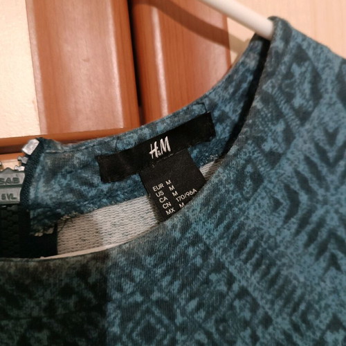 Petrol dress with printed pattern used H&M size M