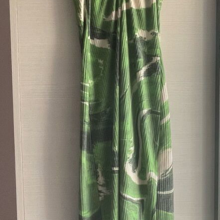 MilkWhite long dress like new, straight cut, white and green