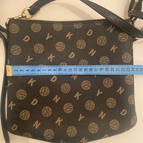 DKNY messenger leather bag like new, black and brown
