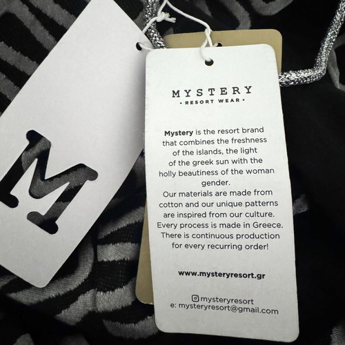 Mystery Resort Wear Summer Dress new, black and silver grey, cotton, size large
