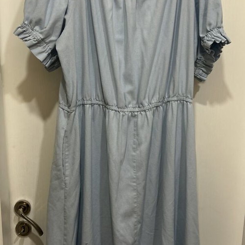 Light blue maxi dress plus size, linen cotton viscose blend