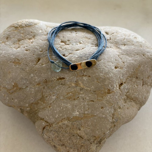 Apriati 18K Gold Multi-Cord Bracelet with Aquamarine Gemstone like new