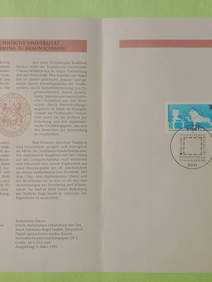 Γραμματόσημα Γερμανίας σαν καινούργια, 1995 σφραγίδα πρώτης ημέρας Βόννη, ασφράγιστη τετράδα