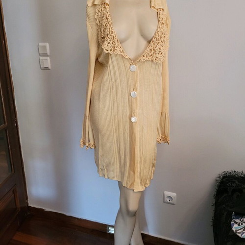 Christian Lacroix cardigan used, gold color with knitted details