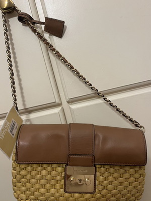 Michael Kors leather and straw handbag new with tags