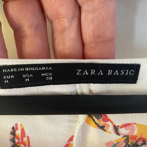 Zara straight dress like new, white with parrots