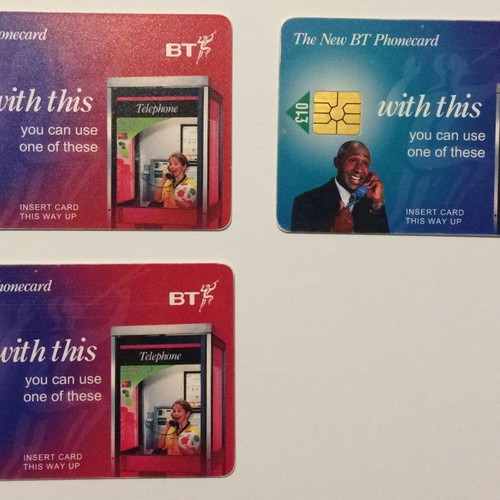 England phonecards used, pack of 3, The New BT Phonecard
