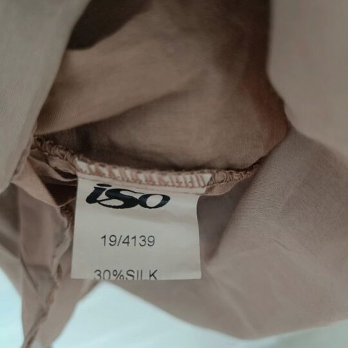Iso strapless dress like new, beige with silk belt and beehive back