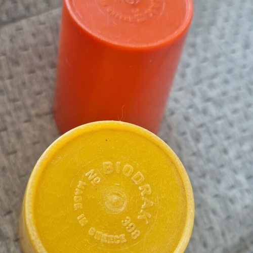 Viontrak plastic cups, Greek 1970s, set of 2