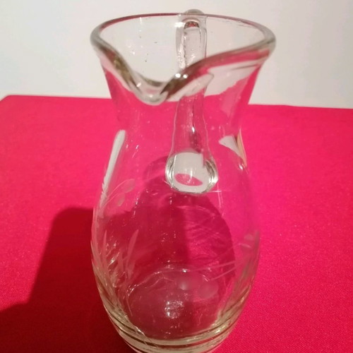 Crystal pitcher vintage small with engraved ears of wheat, like new
