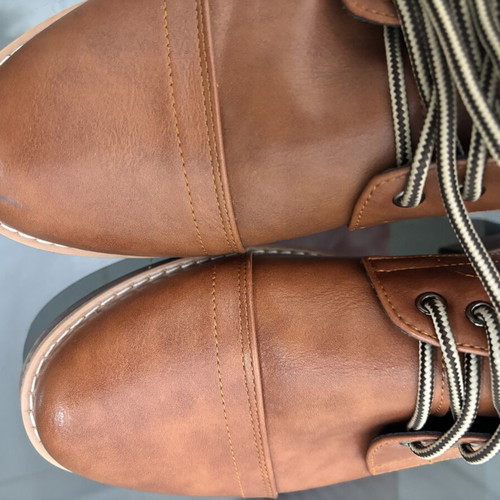 Classic men's ankle boots new, brown synthetic leather, size 42