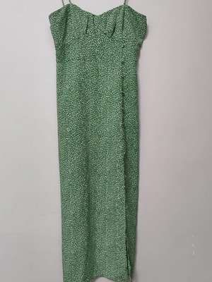 Zara women's dress, romantic green and white
