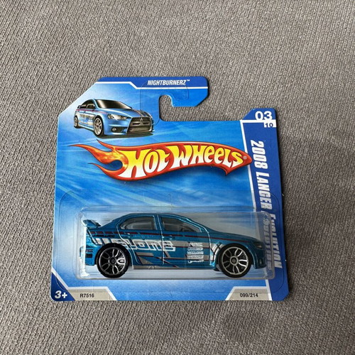 Hot Wheels 2008 Mitsubishi Lancer Evolution blue rare short card new