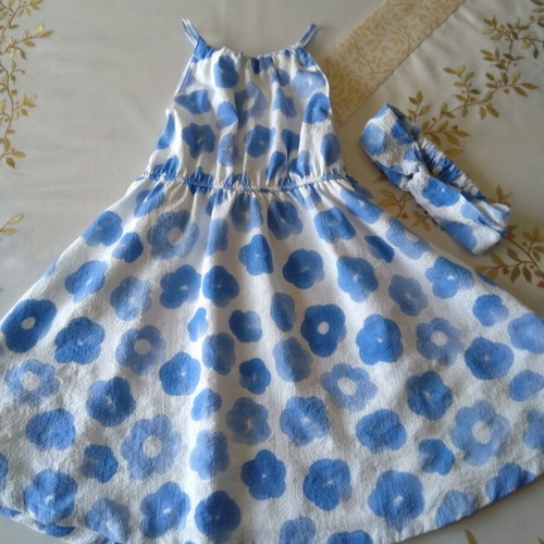 Orchestra dress for girl 6-8 years like new, white and blue