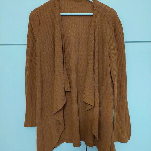 Asymmetric cardigan brick red like new Shein