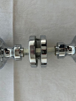 Door knobs used, 9 sets, chrome ball type with rosette
