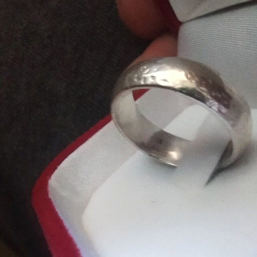 Ring 950 hammered silver like new, size 56.5-57