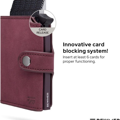Bewmer 2 wallet with RFID protection, cardholder and coin pocket, bordeaux