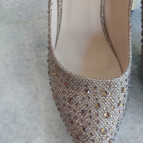 Diamantique high heels size 39 gold with rhinestones new