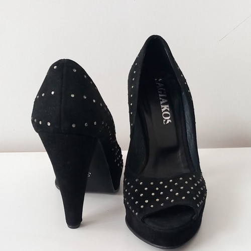 Sagiakos 10cm peep toe heels new, black with strass, size 36