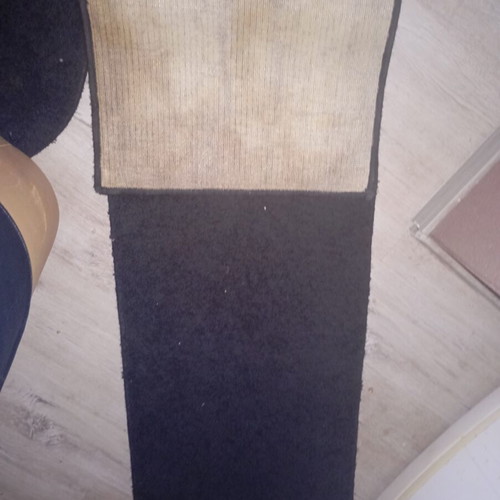 Black interior vintage runner rug used, minimalist design