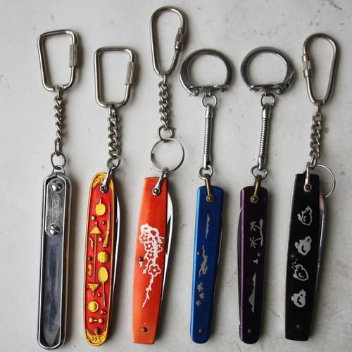 Double Arrow vintage 60's keychain knives set of 6, new