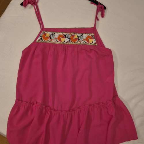 Enzzo pink tank top size L, like new, viscose with embroidery